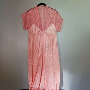 Sears Lace And Satin Nightgown Vintage Satin Lace Slipdress medium